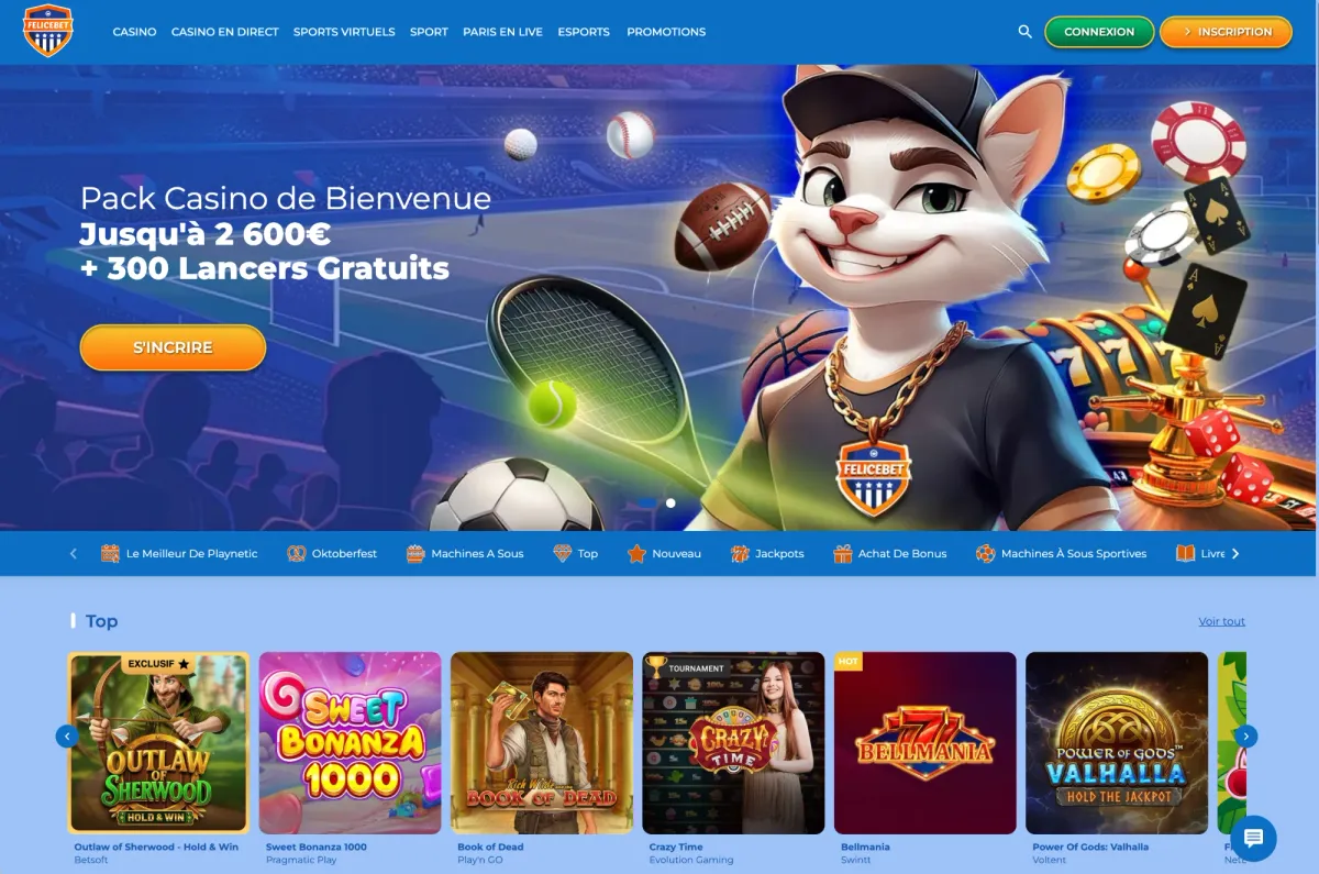 Page d'accueil de Felicebet Casino