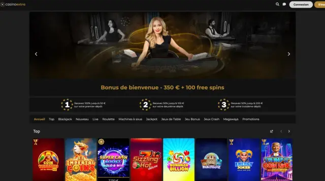 Page d'accueil de Casino Extra