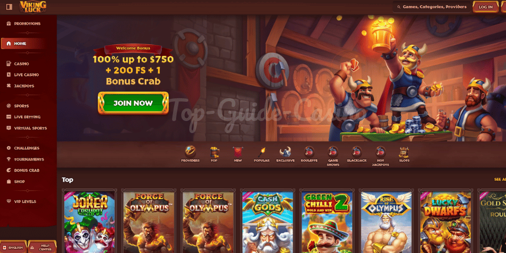 Page d'accueil de Viking Luck Casino